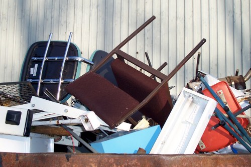 Van at Coney Hall depot with recycling symbols